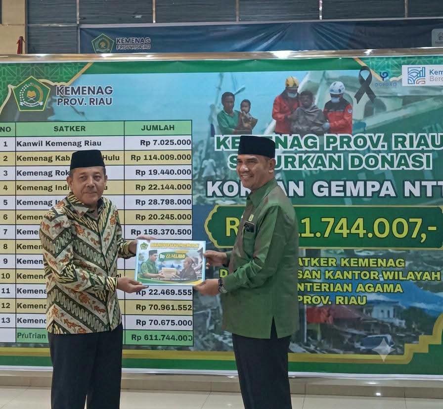 Kemenag Indragiri Hulu Salurkan Bantuan Rp22,1 Juta untuk Korban Gempa NTT